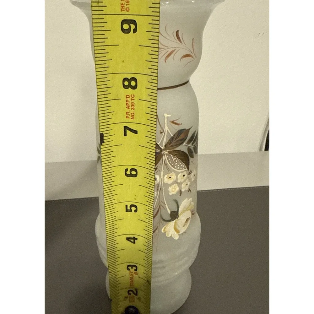 Antique Victorian Bristol Glass Enameled Painted Bird & Flower Vase